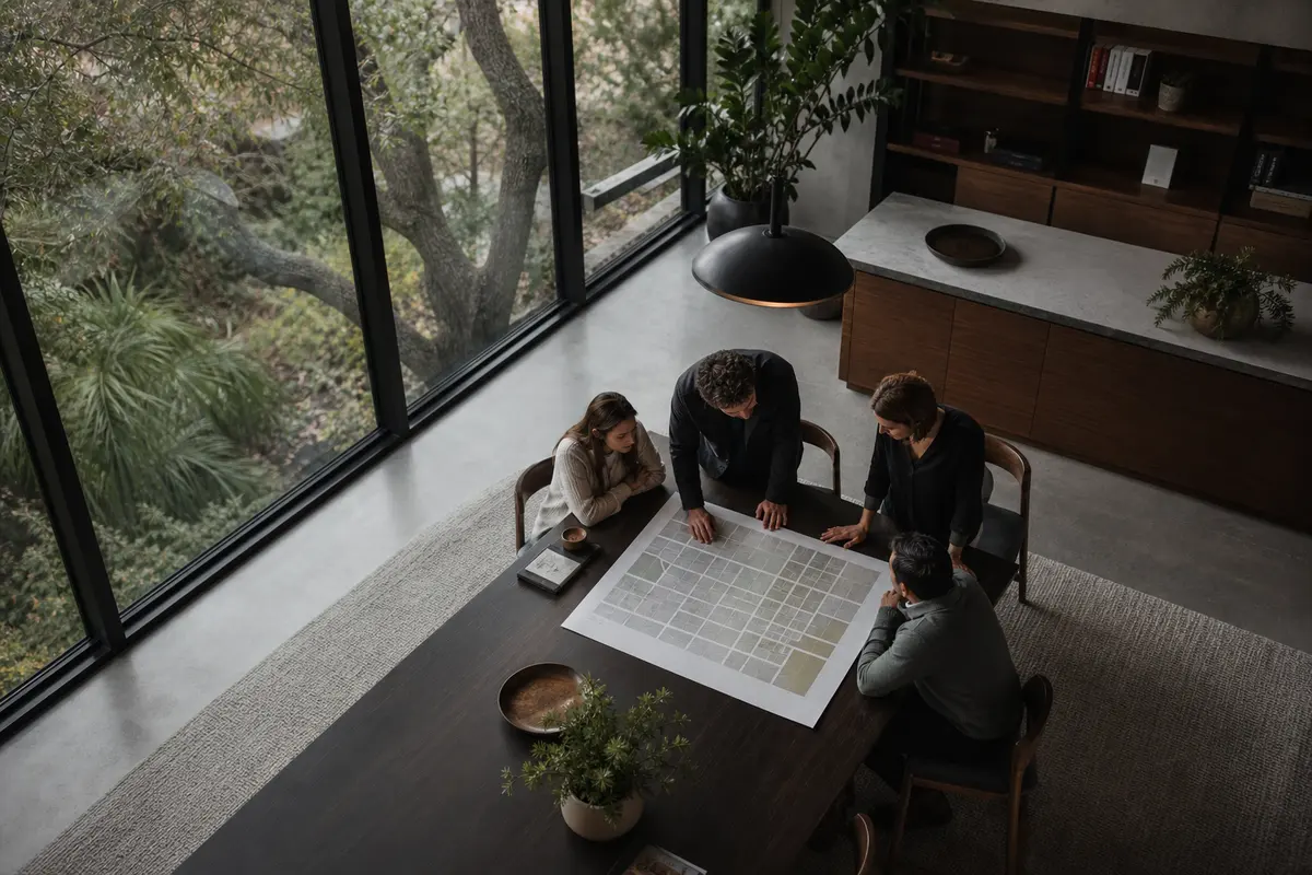 Editorial marketing planning scene for AI SEO in Syracuse, New York