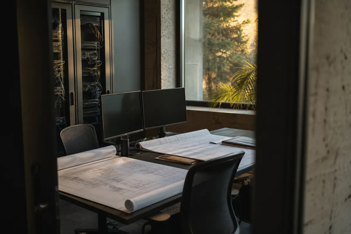 Editorial platform planning scene for Dedicated Hosting in Watertown, New York