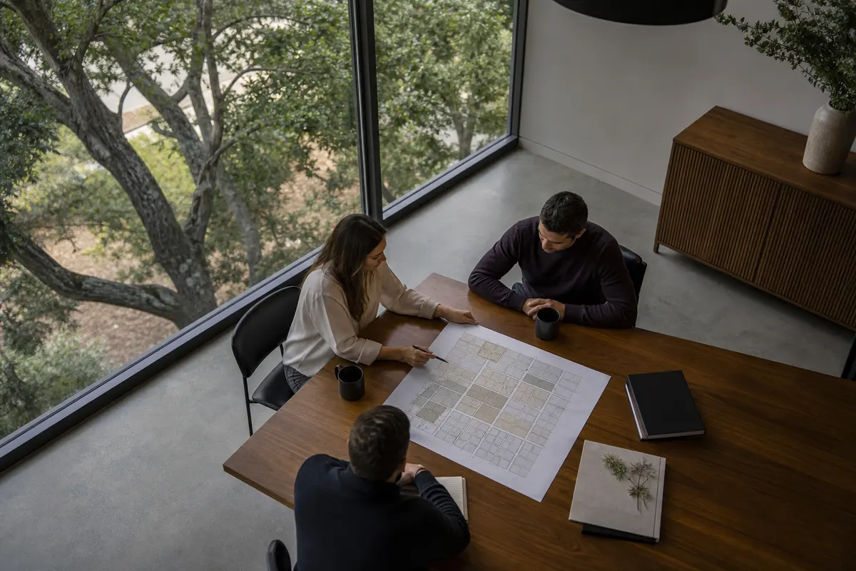 Editorial marketing planning scene for AI SEO in Hamlet, North Carolina