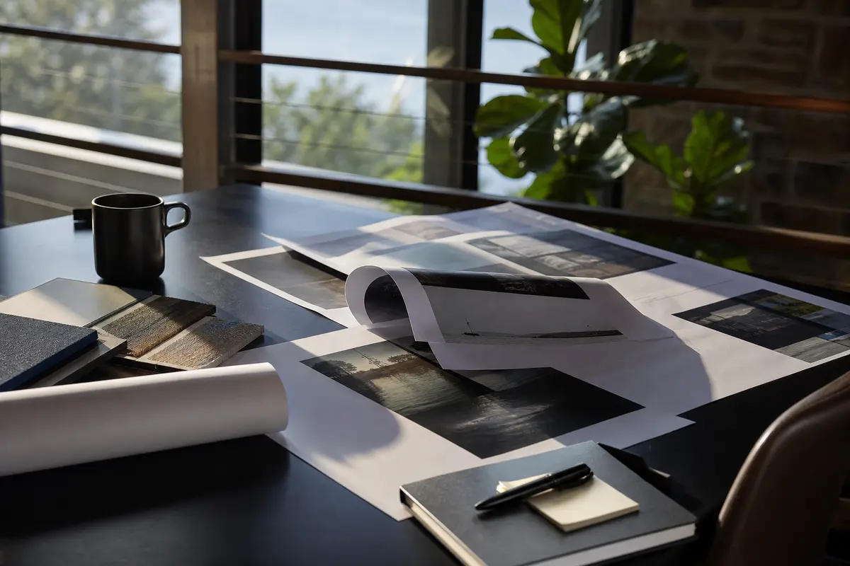 Editorial marketing planning scene for AI SEO in Lake Norman of Catawba, North Carolina
