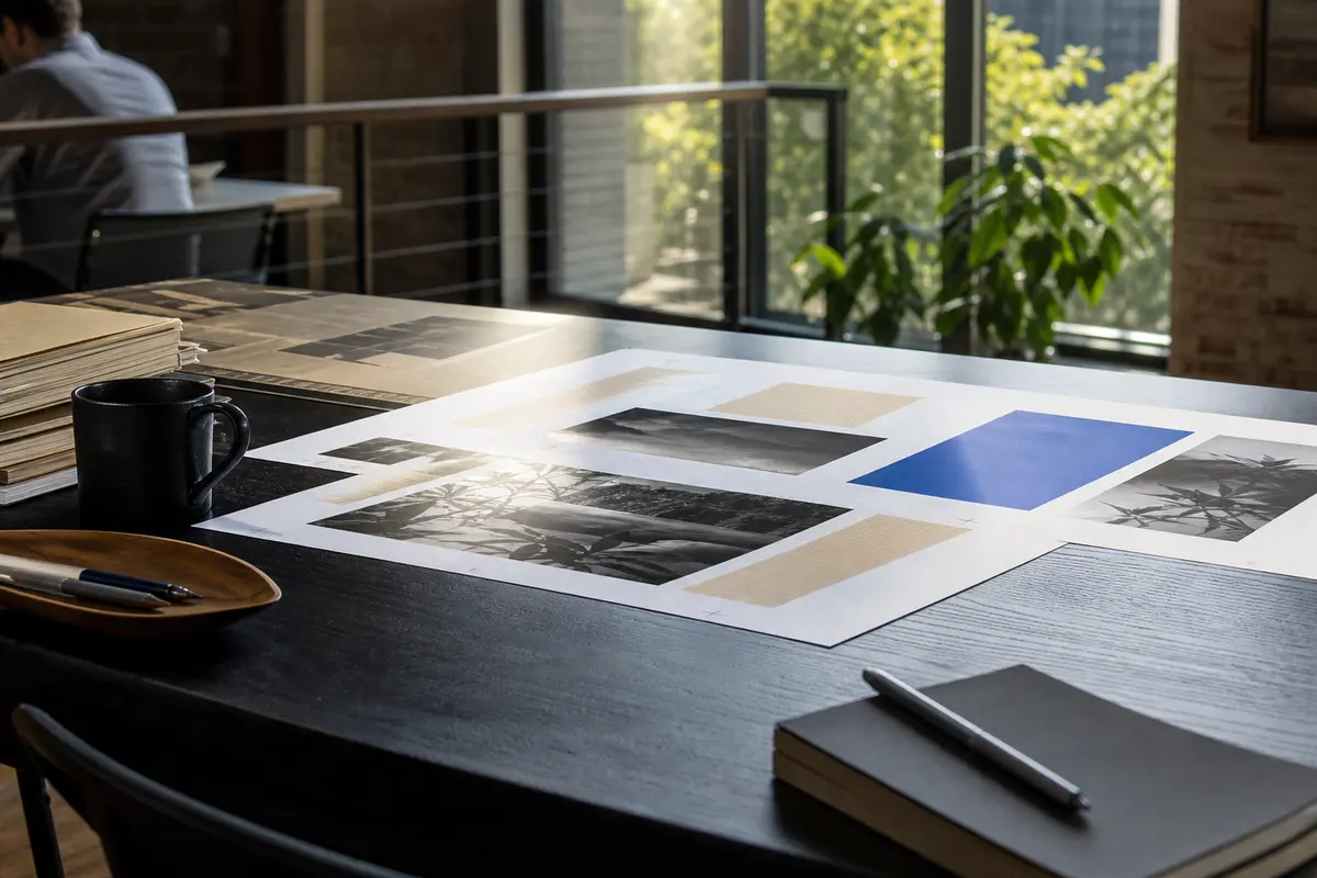Editorial marketing planning scene for AI SEO in Swannanoa, North Carolina