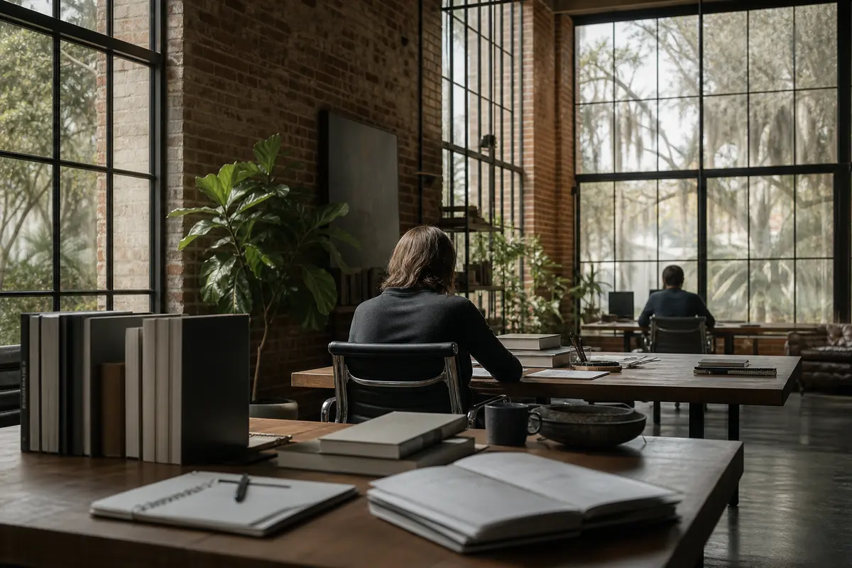 Editorial marketing planning scene for AI SEO in East Cleveland, Ohio