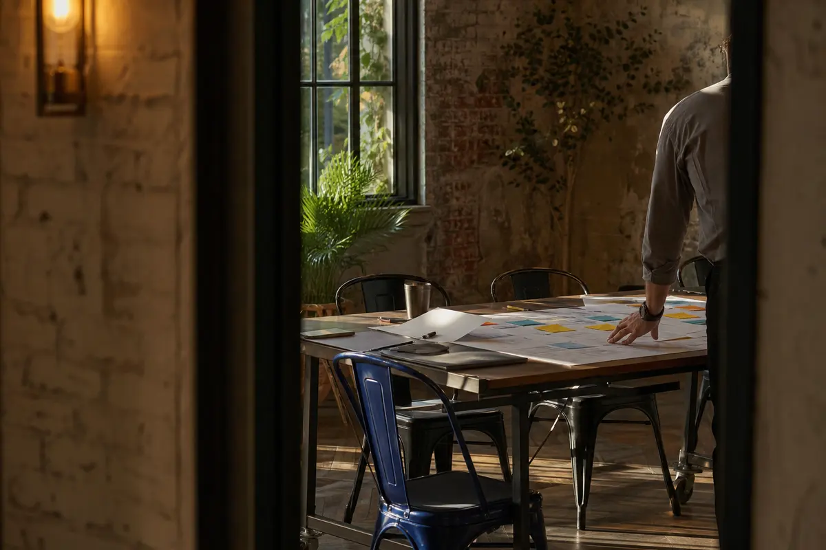 Editorial marketing planning scene for Programmatic SEO in Lancaster, Ohio
