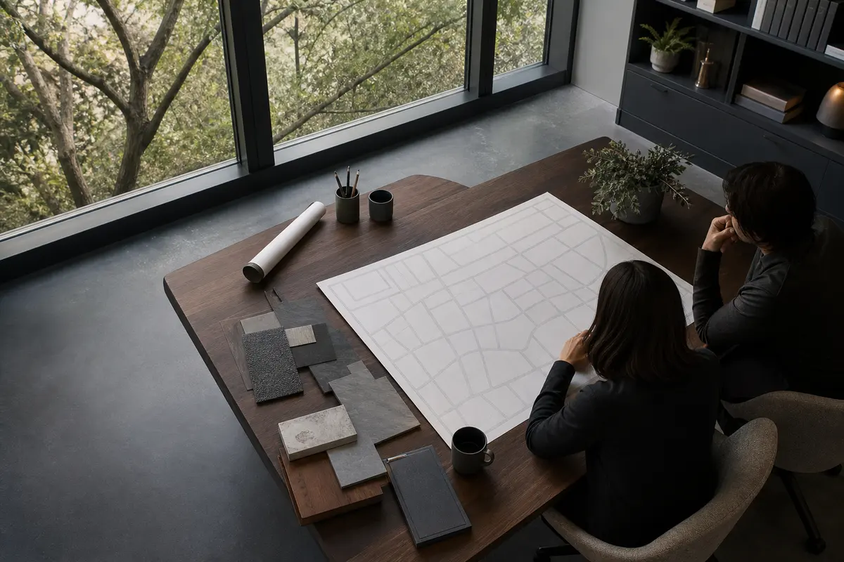 Editorial marketing planning scene for AI SEO in Monfort Heights, Ohio