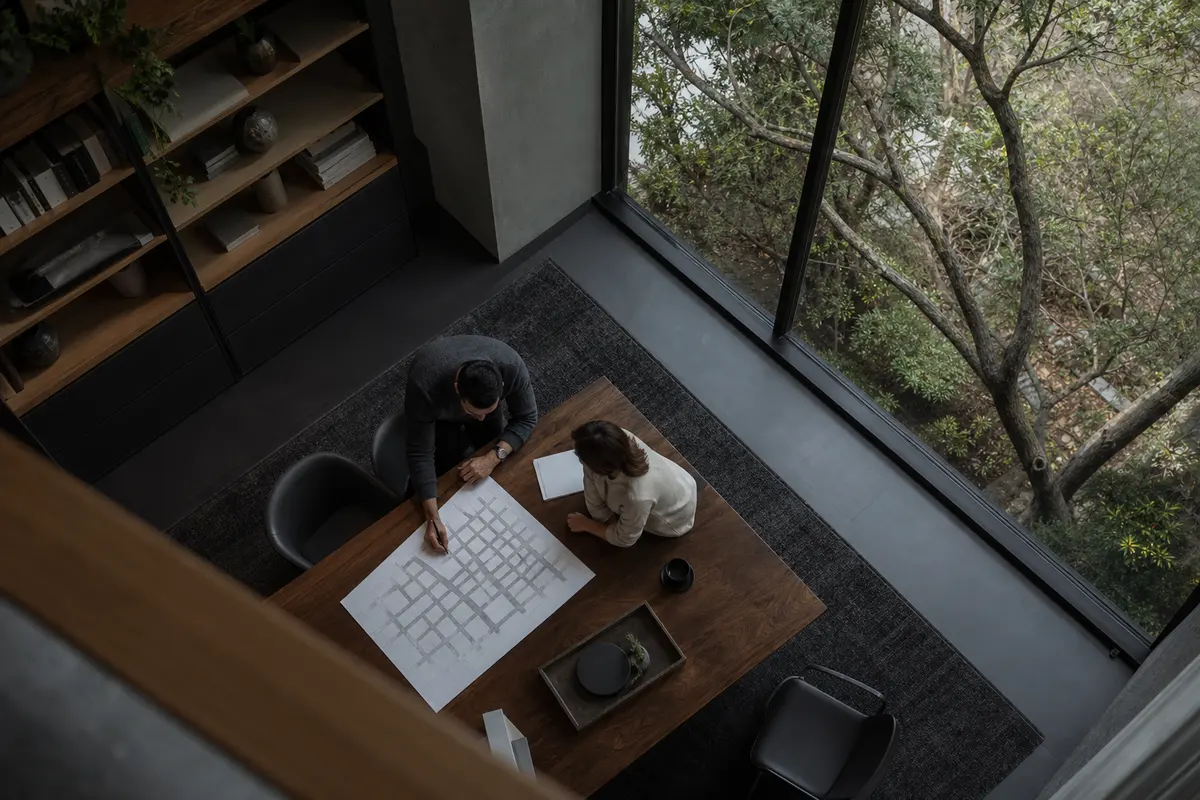 Editorial marketing planning scene for AI SEO in Worthington, Ohio