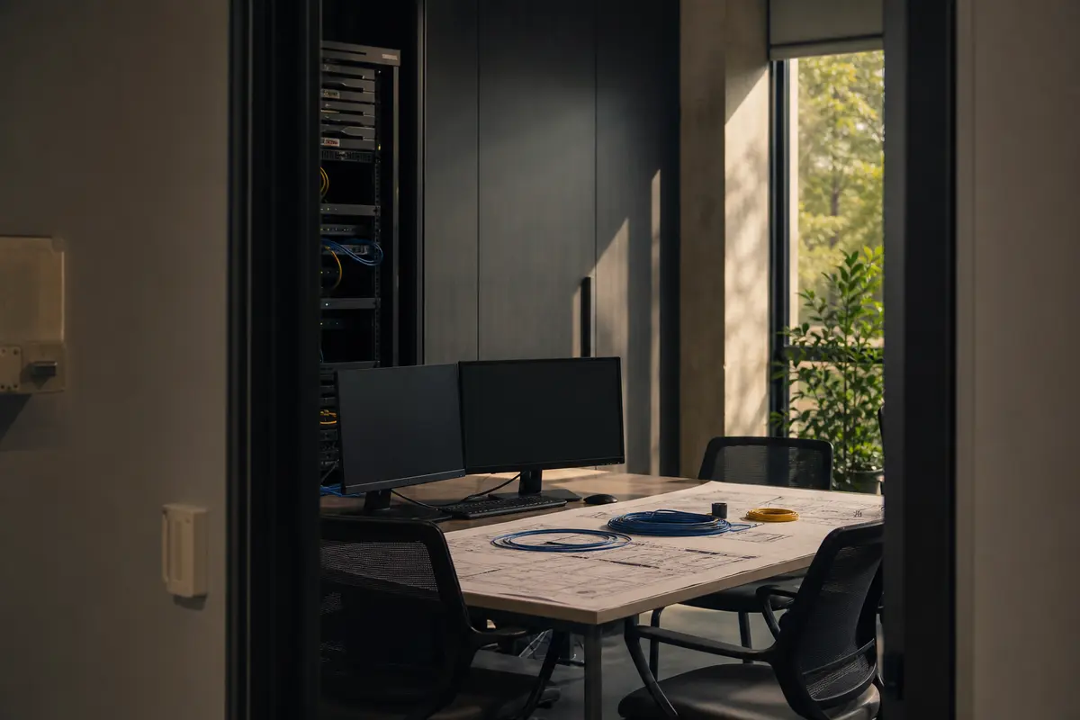 Editorial platform planning scene for Dedicated Hosting in Wyoming, Ohio