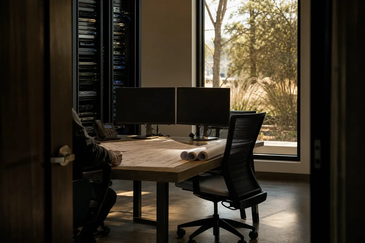 Editorial platform planning scene for Dedicated Hosting in Cushing, Oklahoma