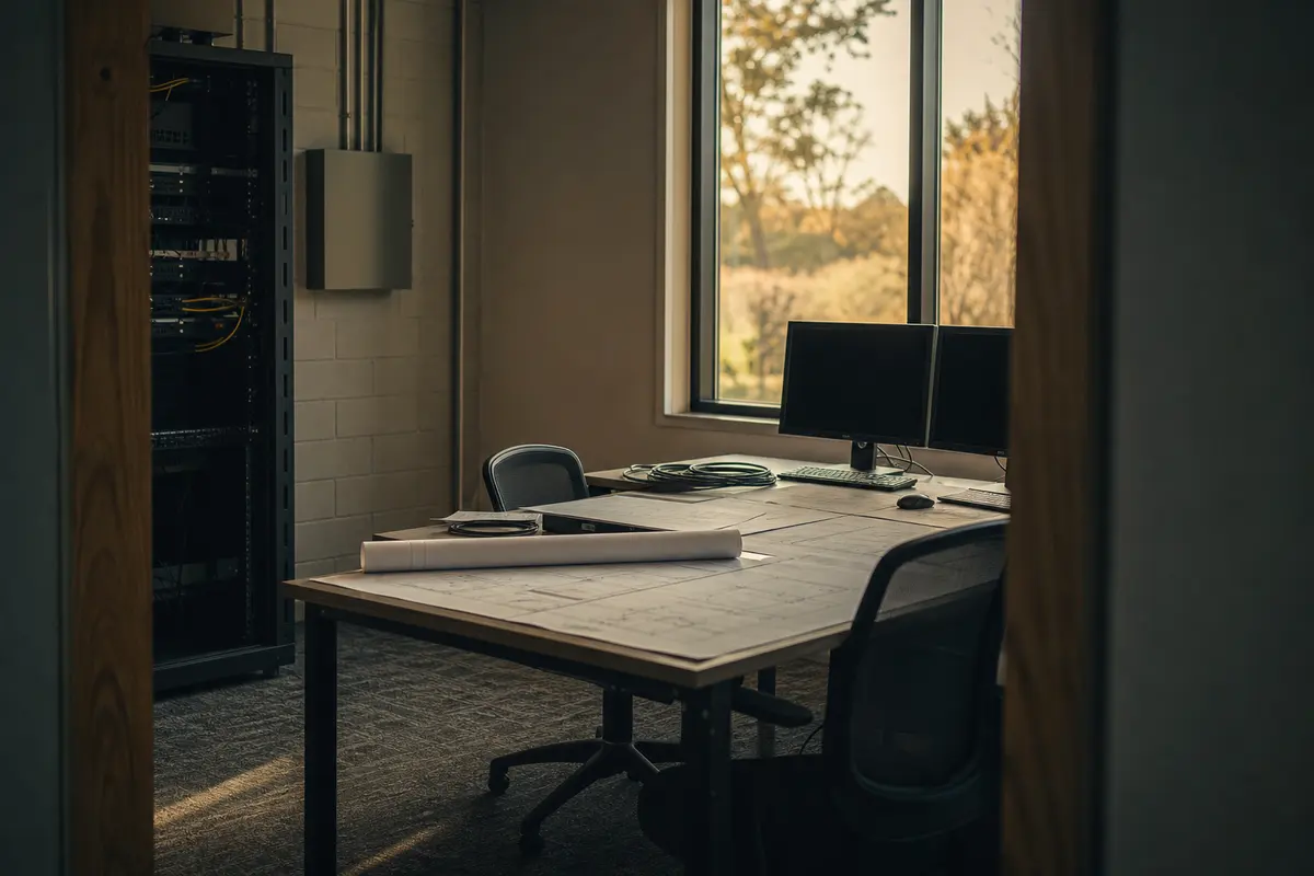 Editorial platform planning scene for Dedicated Hosting in Muskogee, Oklahoma