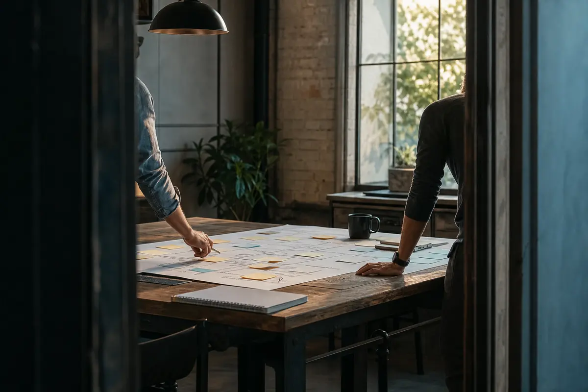 Editorial marketing planning scene for AI SEO in Newcastle, Oklahoma