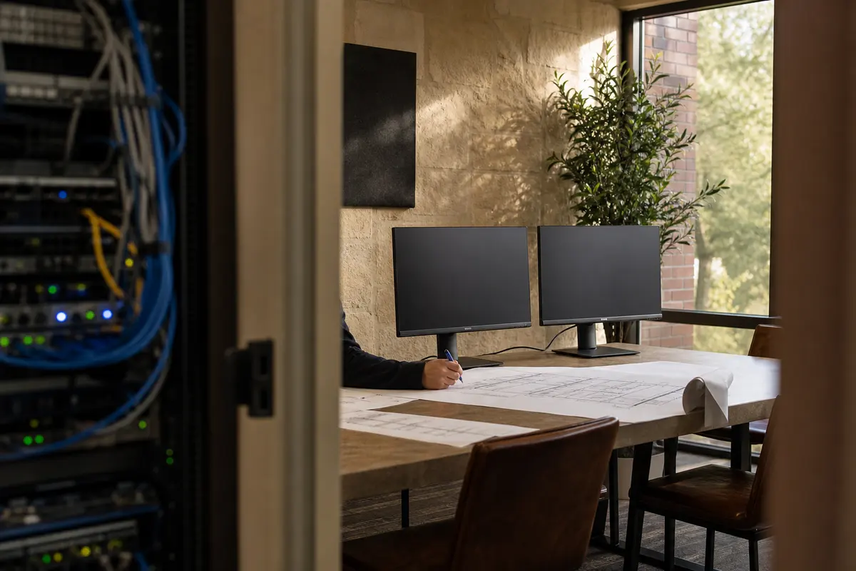 Editorial platform planning scene for Dedicated Hosting in Tuttle, Oklahoma