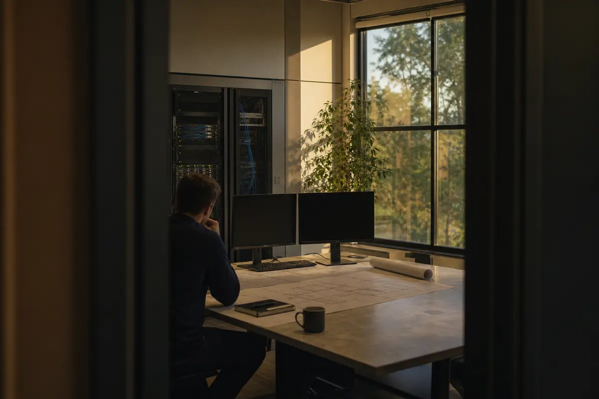 Editorial platform planning scene for Dedicated Hosting in Damascus, Oregon
