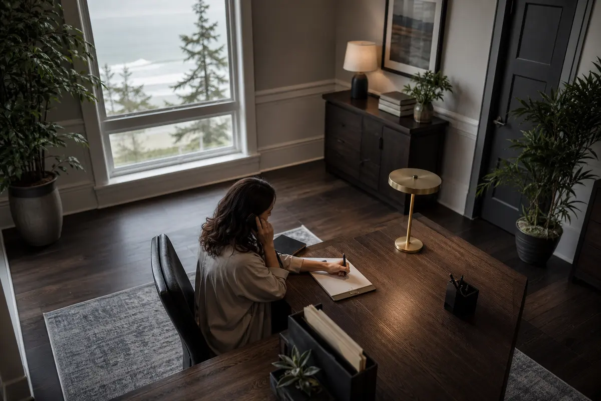 Editorial intake planning scene for AI Answering in Seaside, Oregon