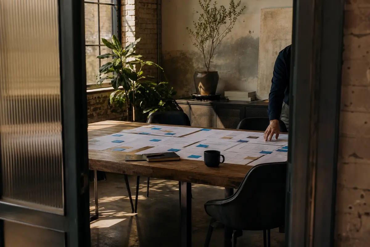 Editorial marketing planning scene for AI SEO in Cumberland, Pennsylvania