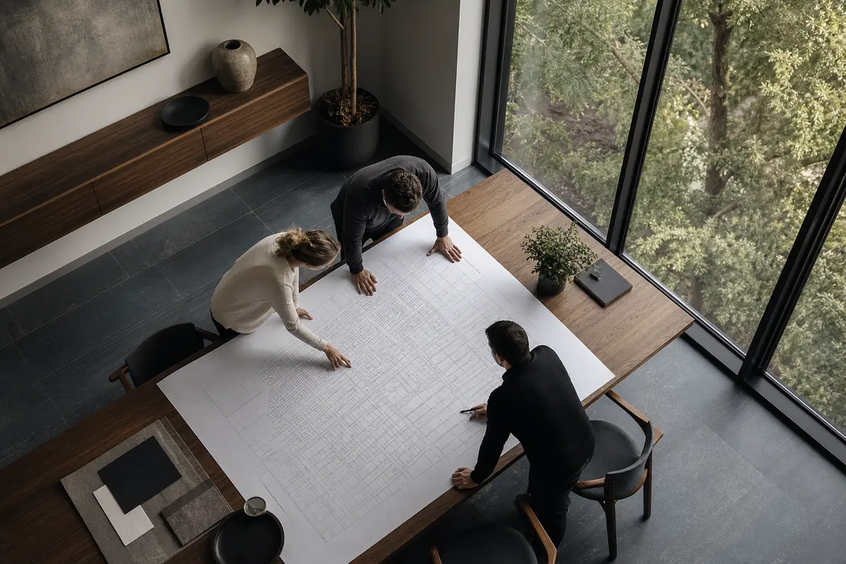 Editorial marketing planning scene for AI SEO in Cumru, Pennsylvania