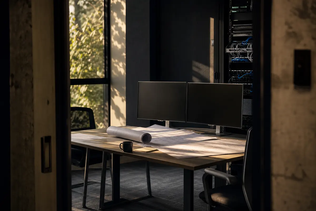 Editorial platform planning scene for Dedicated Hosting in East Rockhill, Pennsylvania