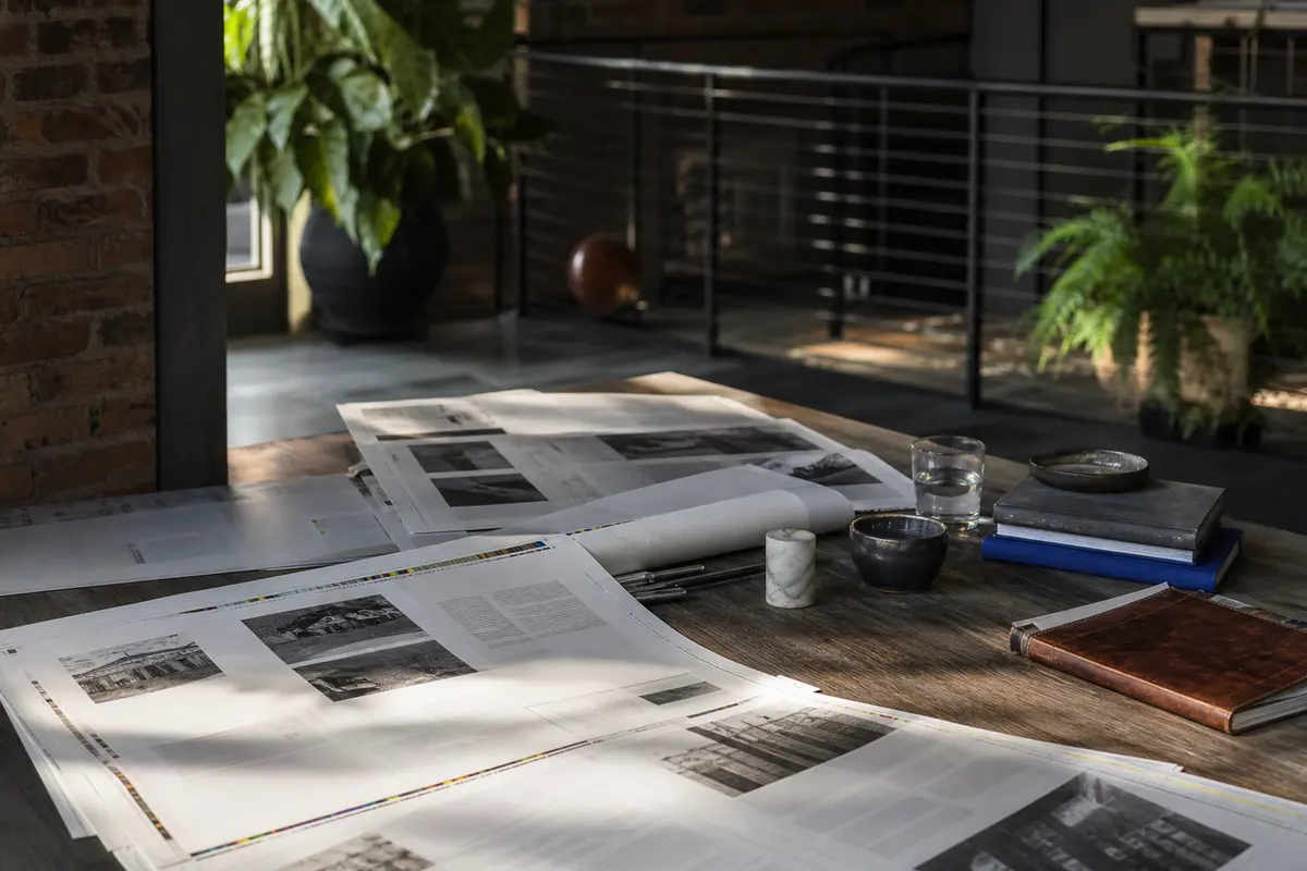 Editorial marketing planning scene for AI SEO in Arlington Heights, Pennsylvania