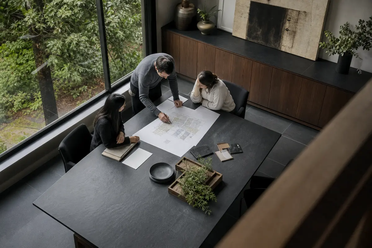 Editorial marketing planning scene for AI SEO in Montgomery, Pennsylvania