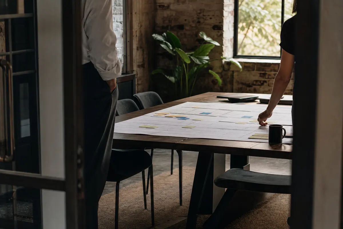 Editorial marketing planning scene for AI SEO in Kingston, Pennsylvania