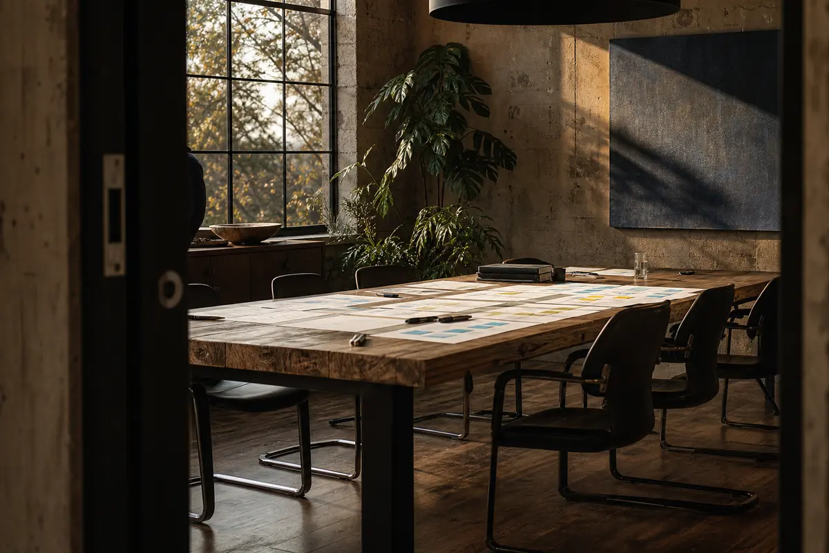Editorial marketing planning scene for AI SEO in Conewago, Pennsylvania