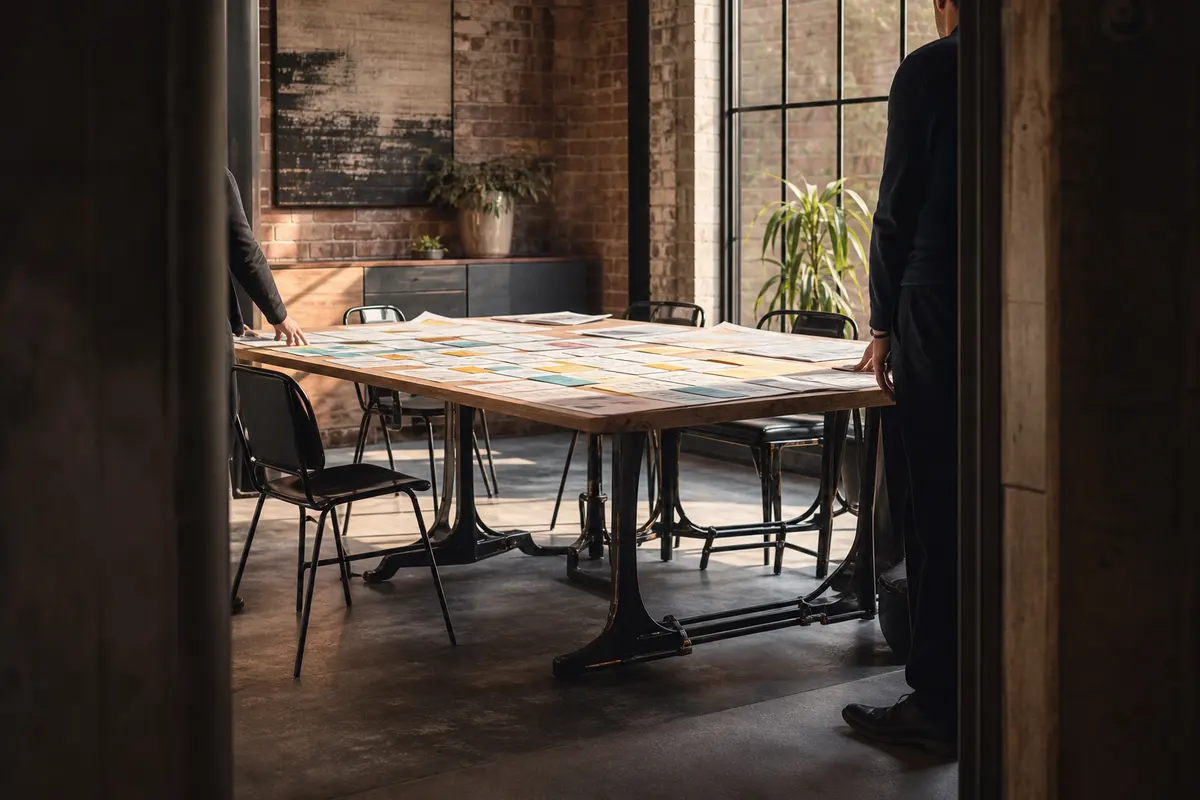 Editorial marketing planning scene for AI SEO in Lower Burrell, Pennsylvania