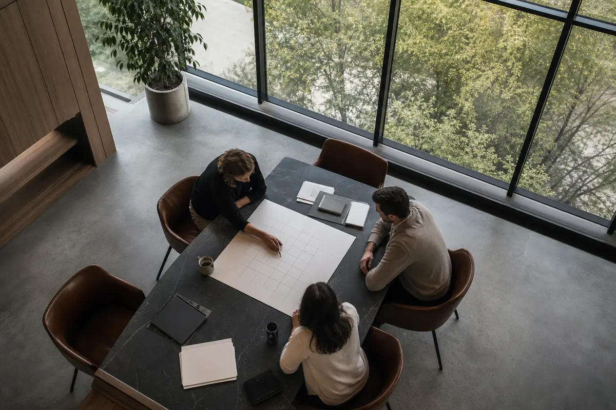 Editorial marketing planning scene for AI SEO in Murrysville, Pennsylvania