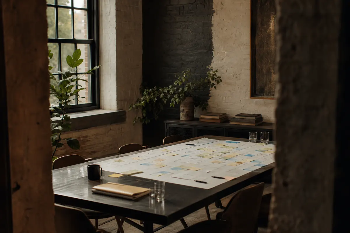 Editorial marketing planning scene for AI SEO in Shippensburg, Pennsylvania