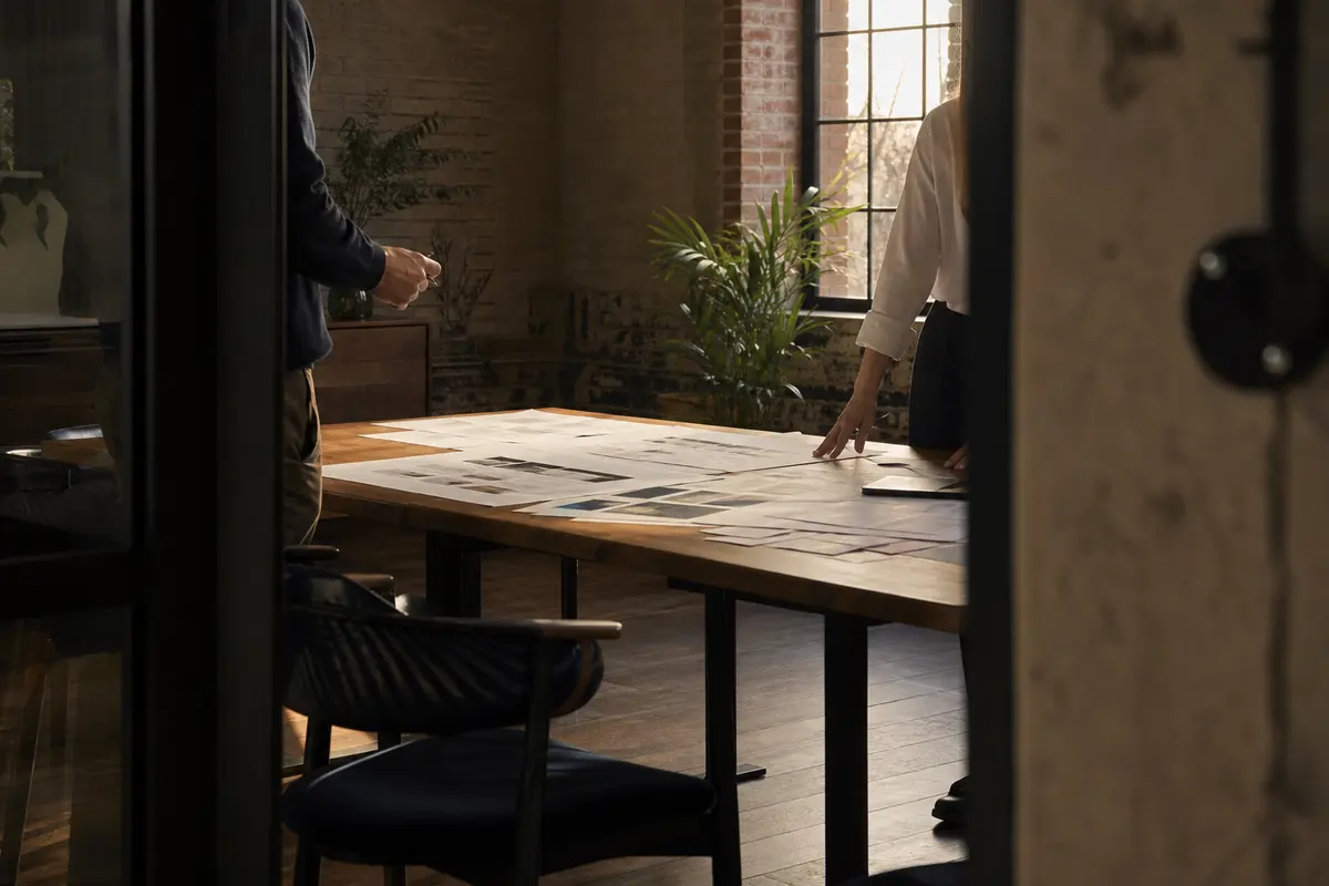 Editorial marketing planning scene for AI SEO in East Greenwich, Rhode Island