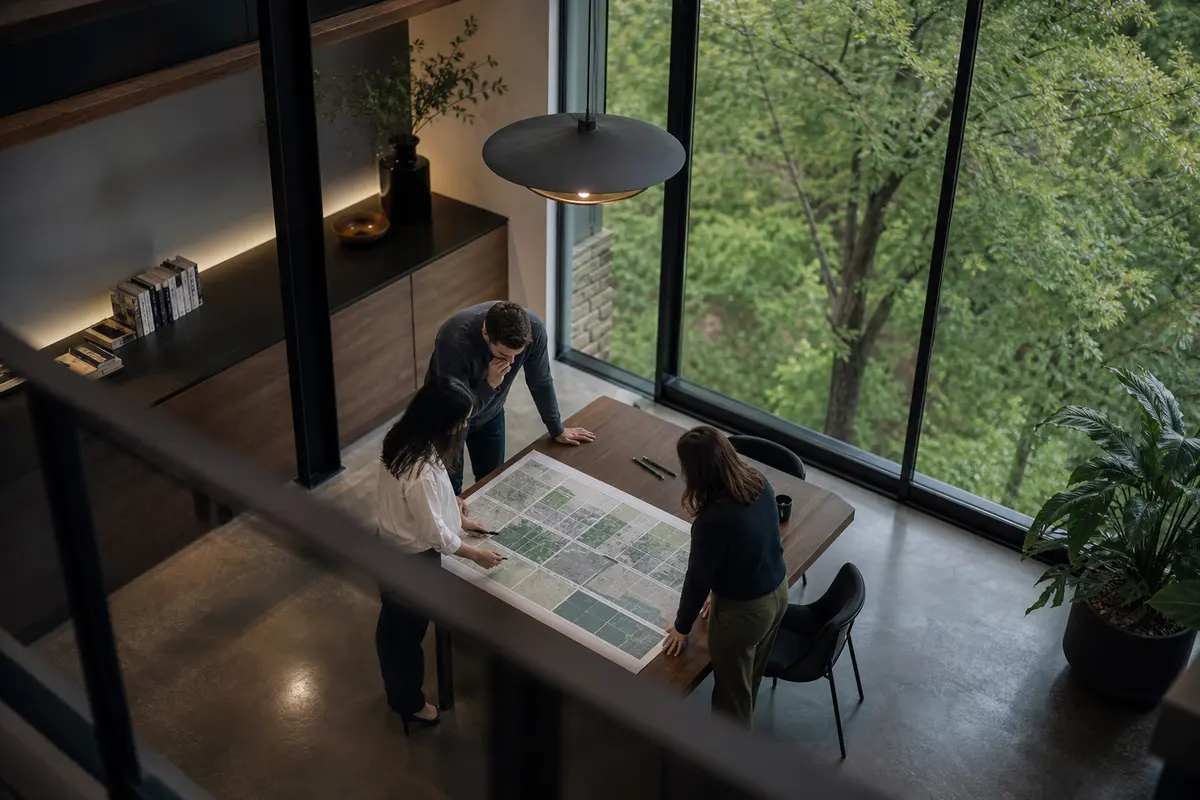 Editorial marketing planning scene for AI SEO in Chattanooga, Tennessee