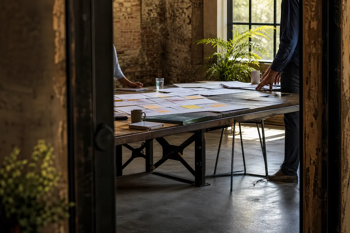 Editorial marketing planning scene for AI SEO in Hartsville/Trousdale County, Tennessee