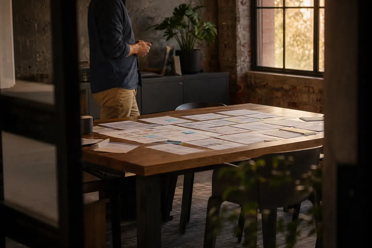 Editorial marketing planning scene for AI SEO in Pigeon Forge, Tennessee