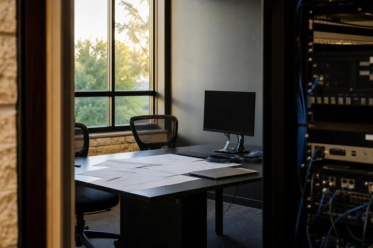 Editorial platform planning scene for Dedicated Hosting in Aubrey, Texas