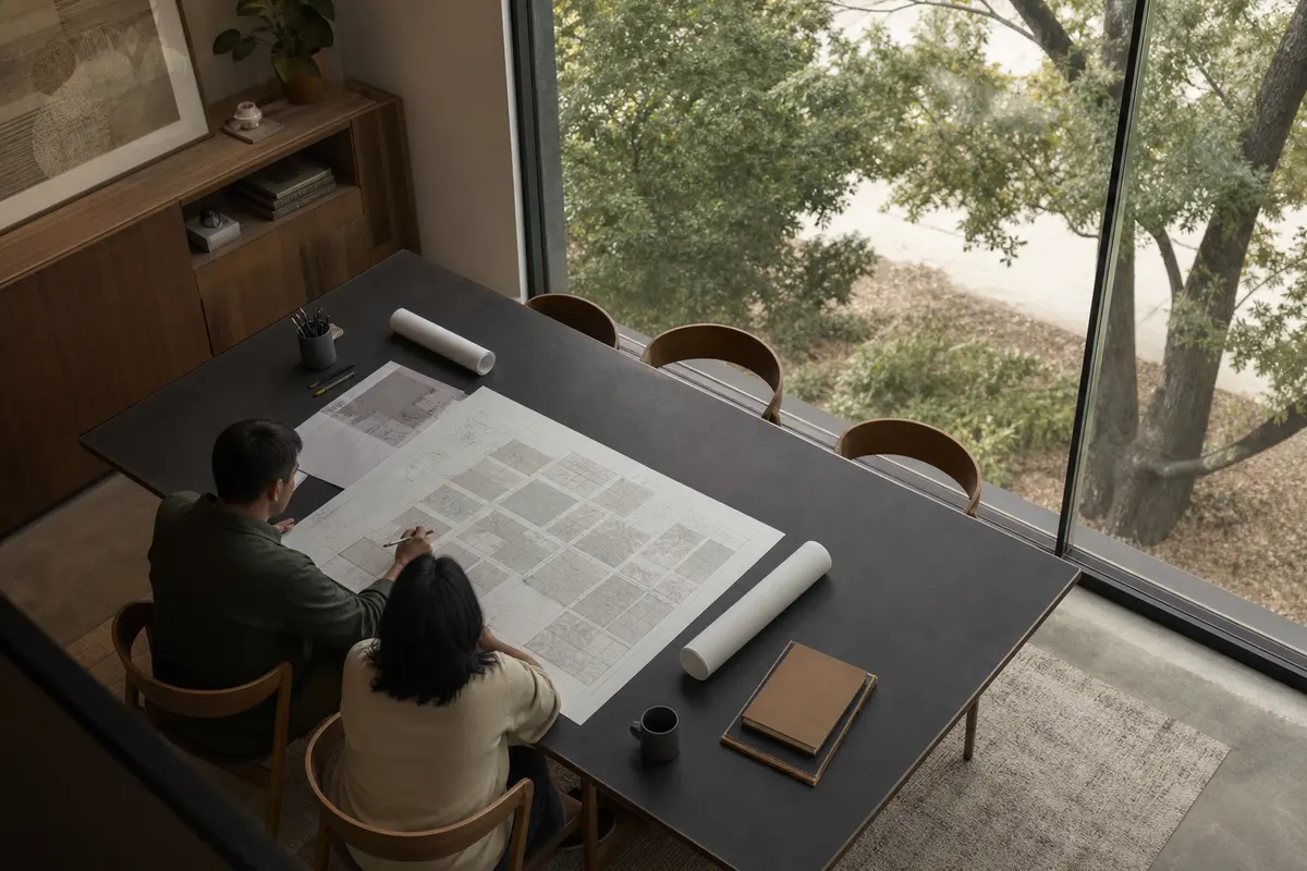 Editorial marketing planning scene for Reputation & Reviews in Brenham, Texas
