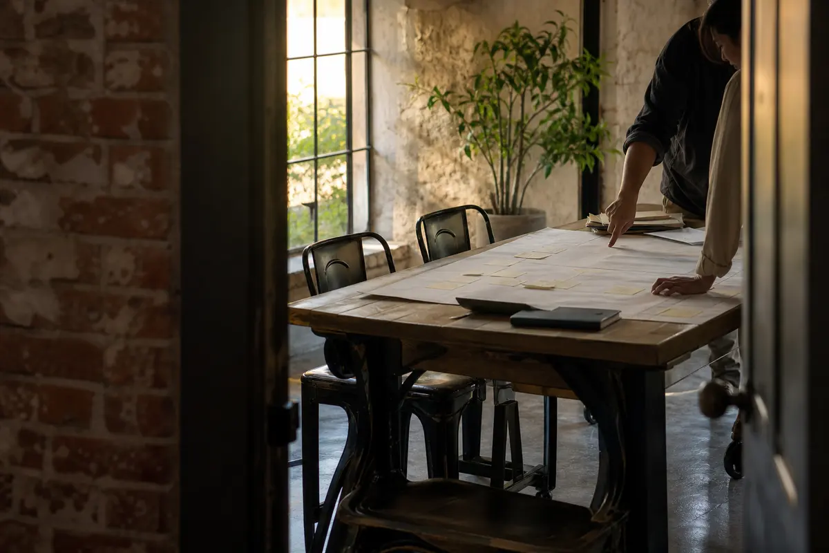 Editorial marketing planning scene for Four Corners, Texas