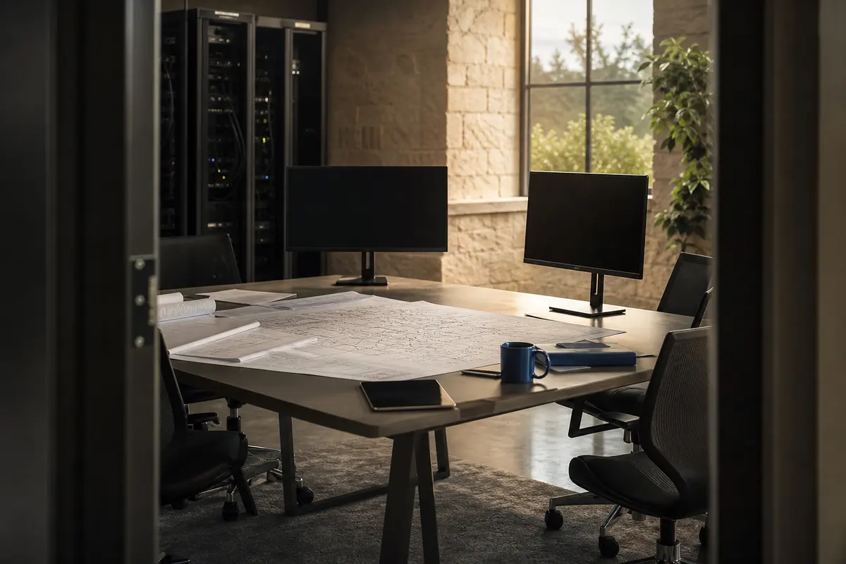 Editorial platform planning scene for Custom Software in Giddings, Texas