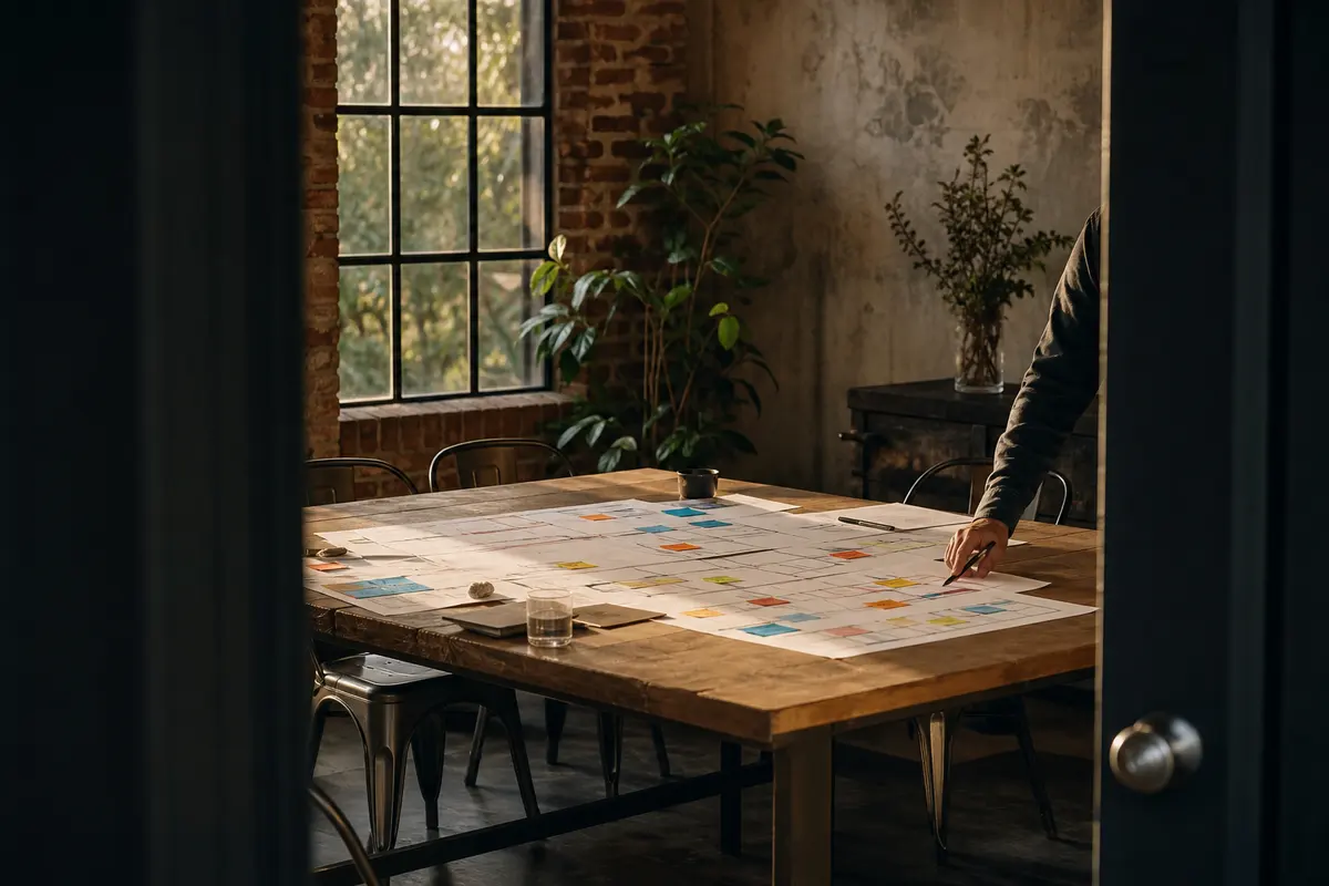 Editorial marketing planning scene for Programmatic SEO in Highlands, Texas