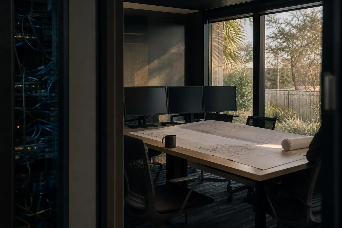 Editorial platform planning scene for Custom Software in Nederland, Texas