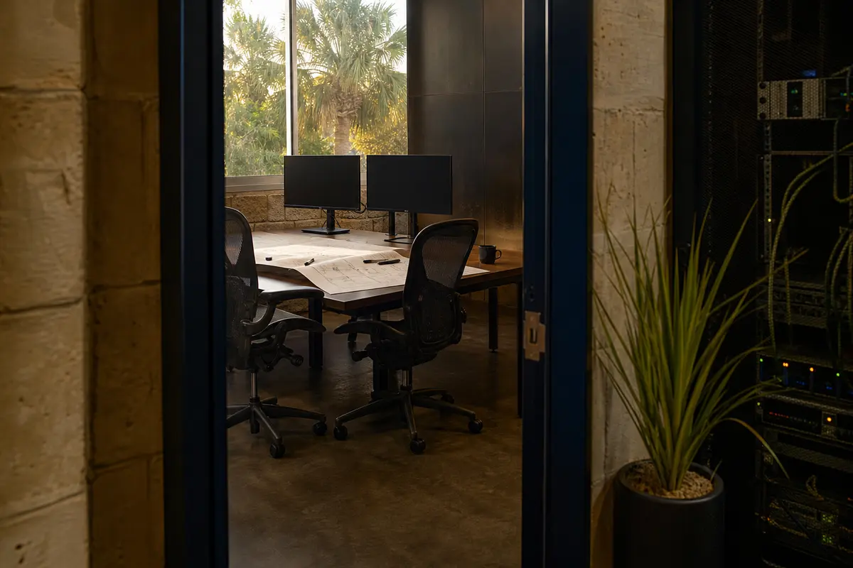 Editorial platform planning scene for Custom Software in Rockport, Texas