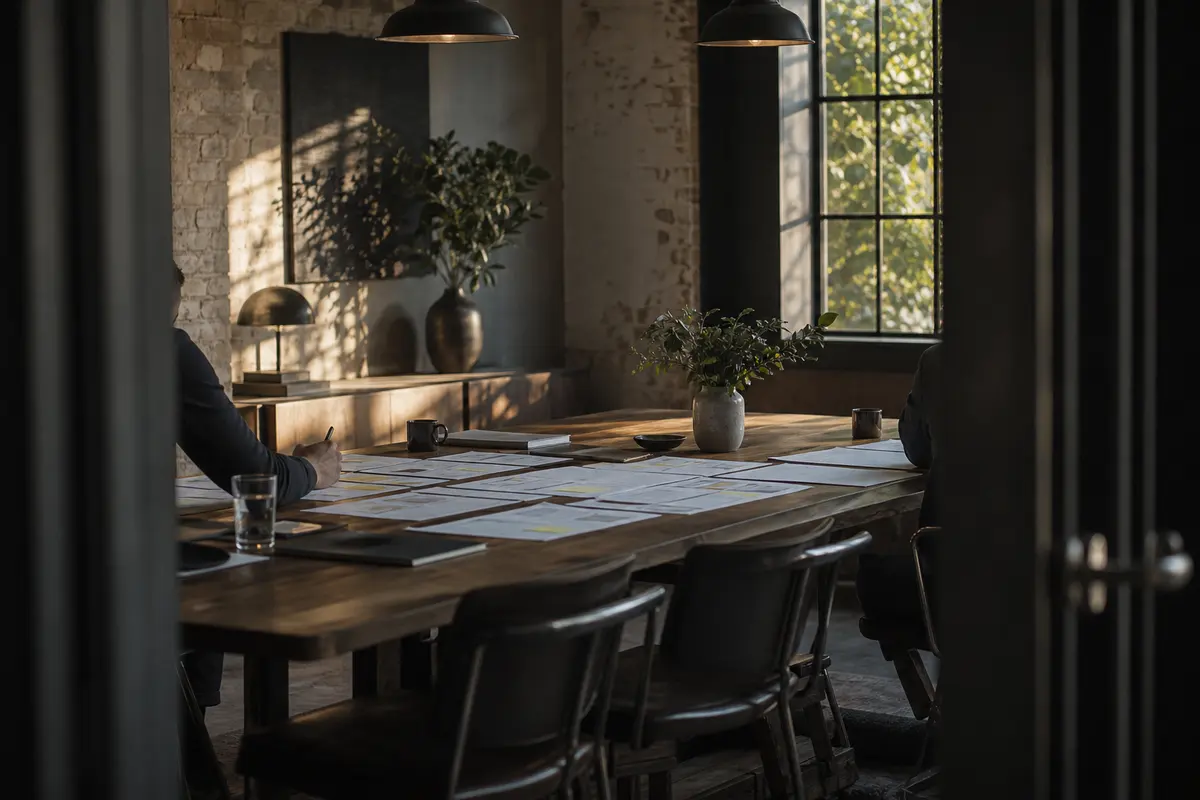 Editorial marketing planning scene for Shady Hollow, Texas