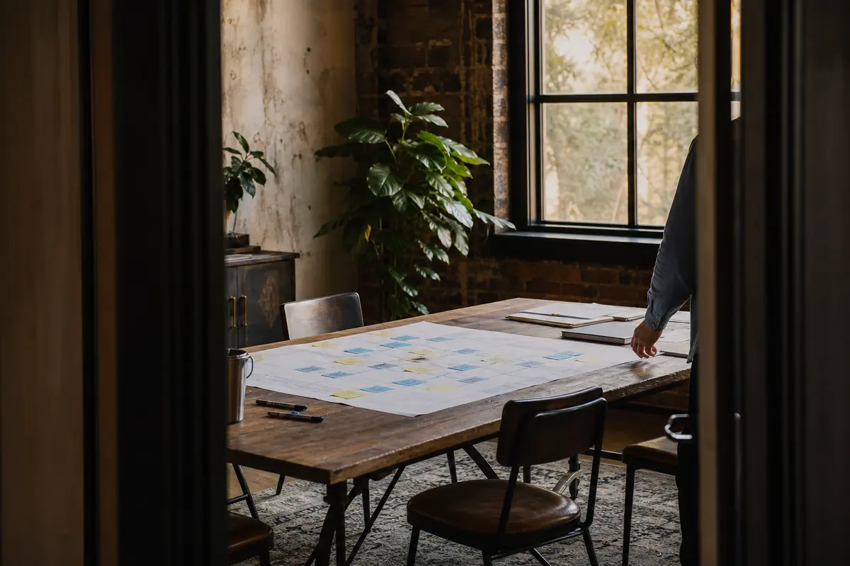 Editorial marketing planning scene for Legal News in The Colony, Texas