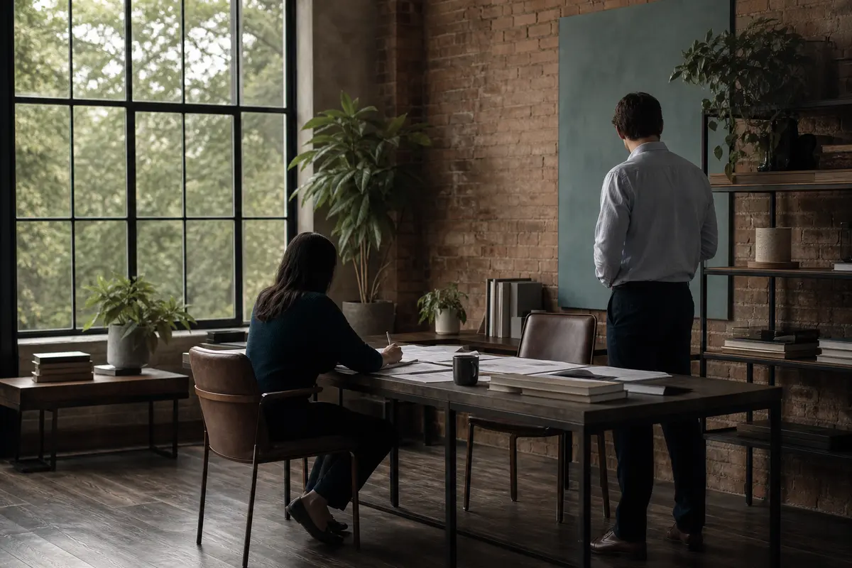 Editorial marketing planning scene for Legal News in The Woodlands, Texas