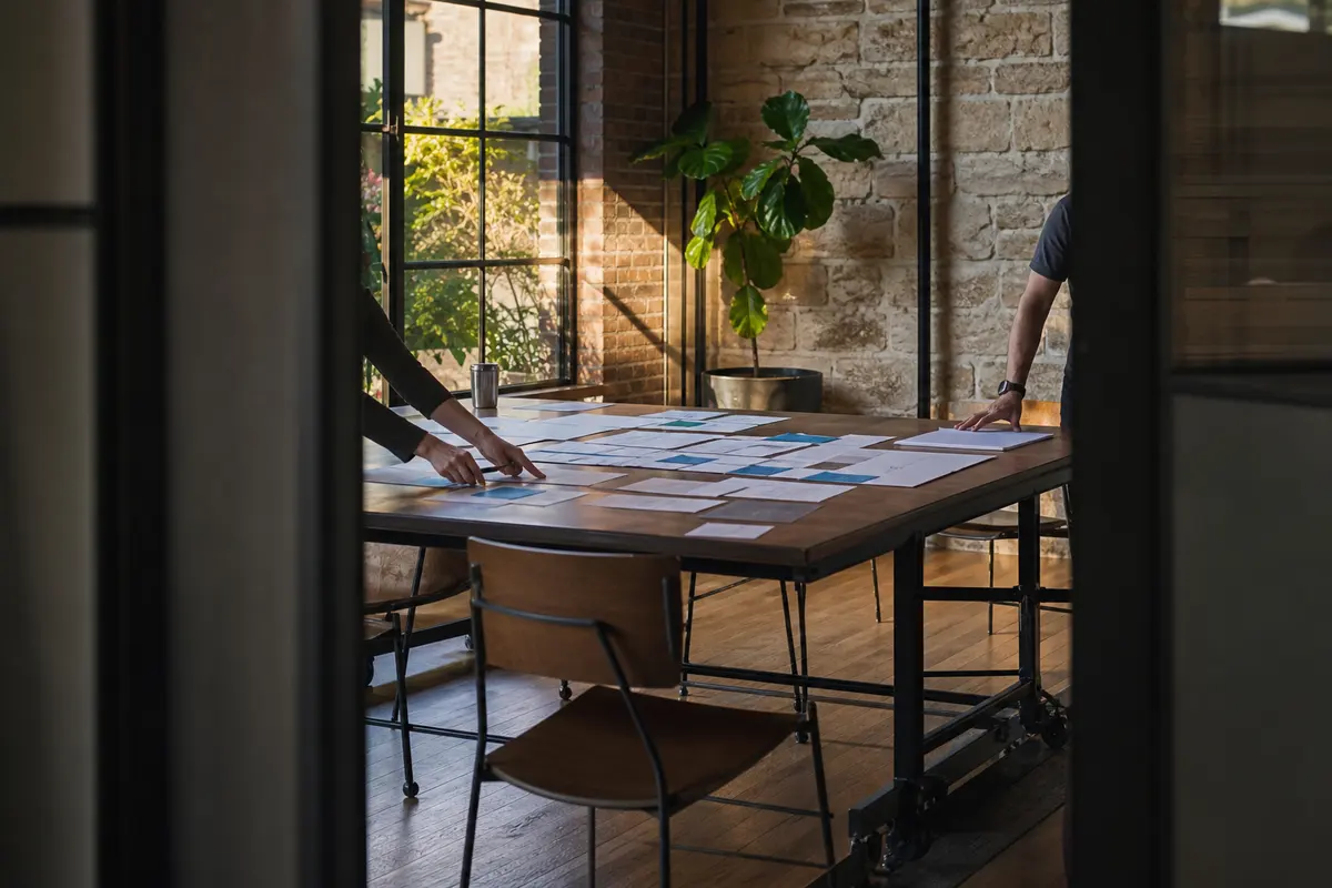 Editorial marketing planning scene for AI SEO in Windcrest, Texas