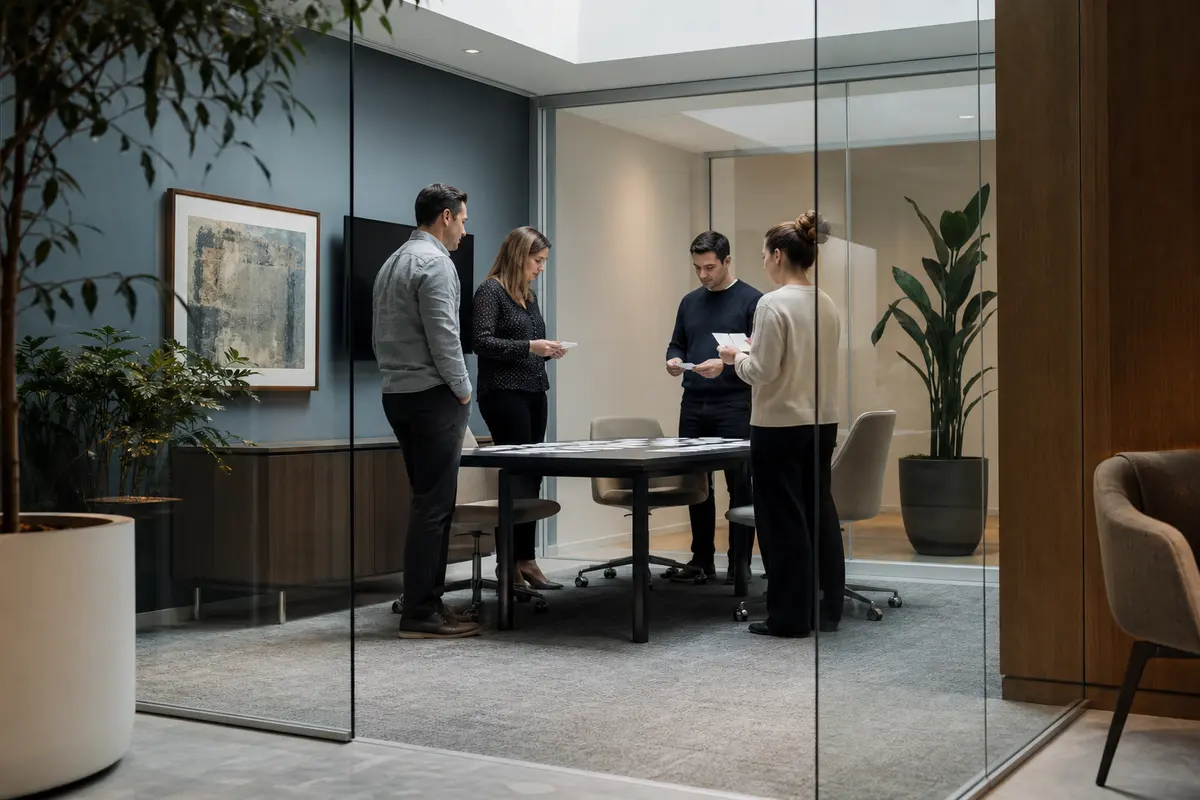 Editorial intake planning scene for AI Answering in Arlington, Virginia