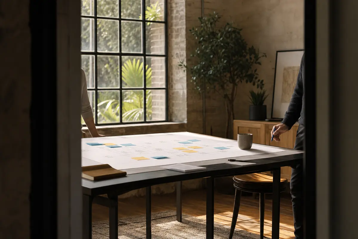 Editorial marketing planning scene for Arlington, Virginia