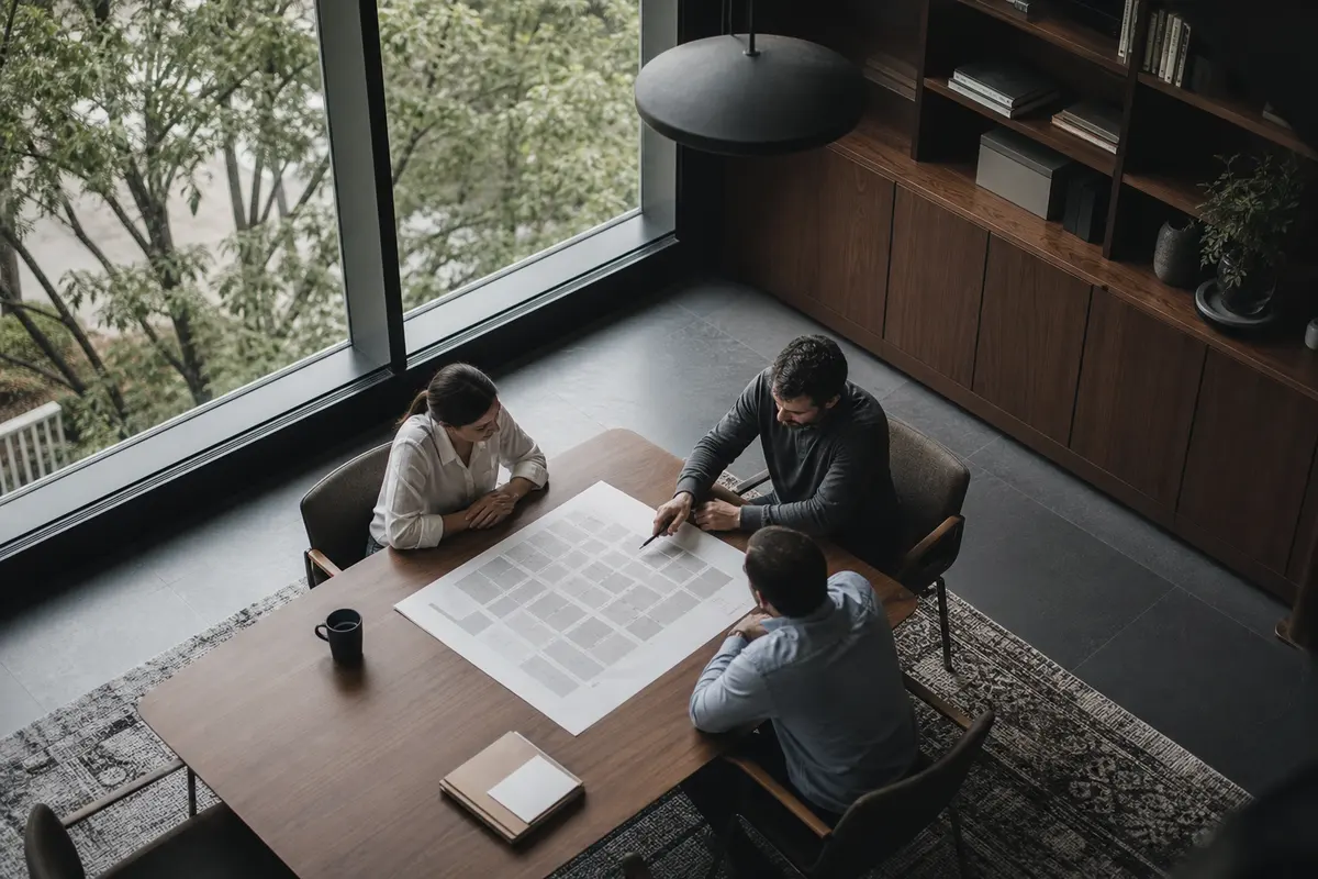 Editorial marketing planning scene for AI SEO in Ashland, Virginia