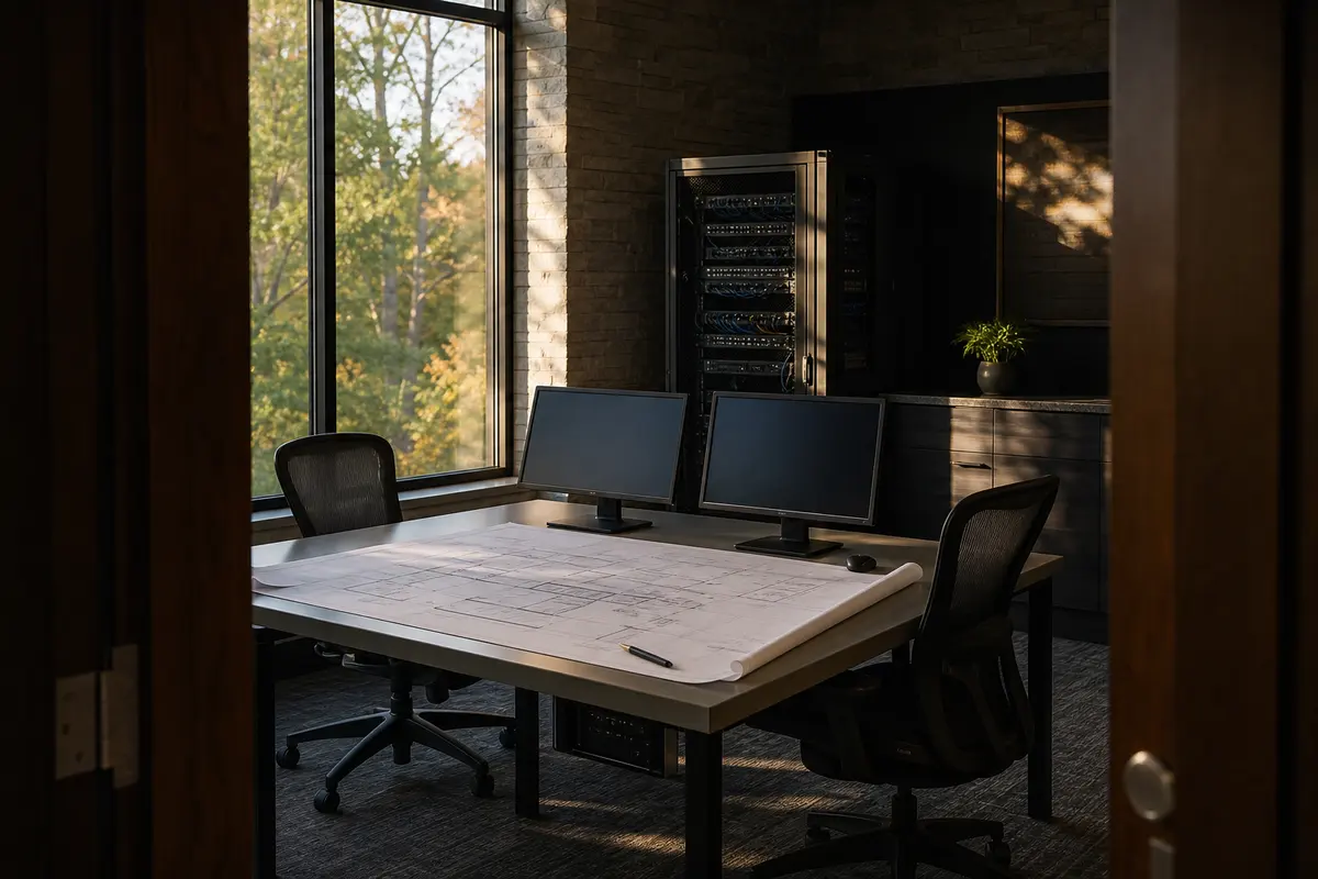 Editorial platform planning scene for Dedicated Hosting in Broadlands, Virginia