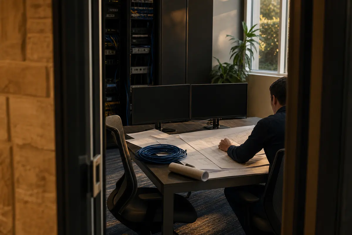 Editorial platform planning scene for Dedicated Hosting in Centreville, Virginia