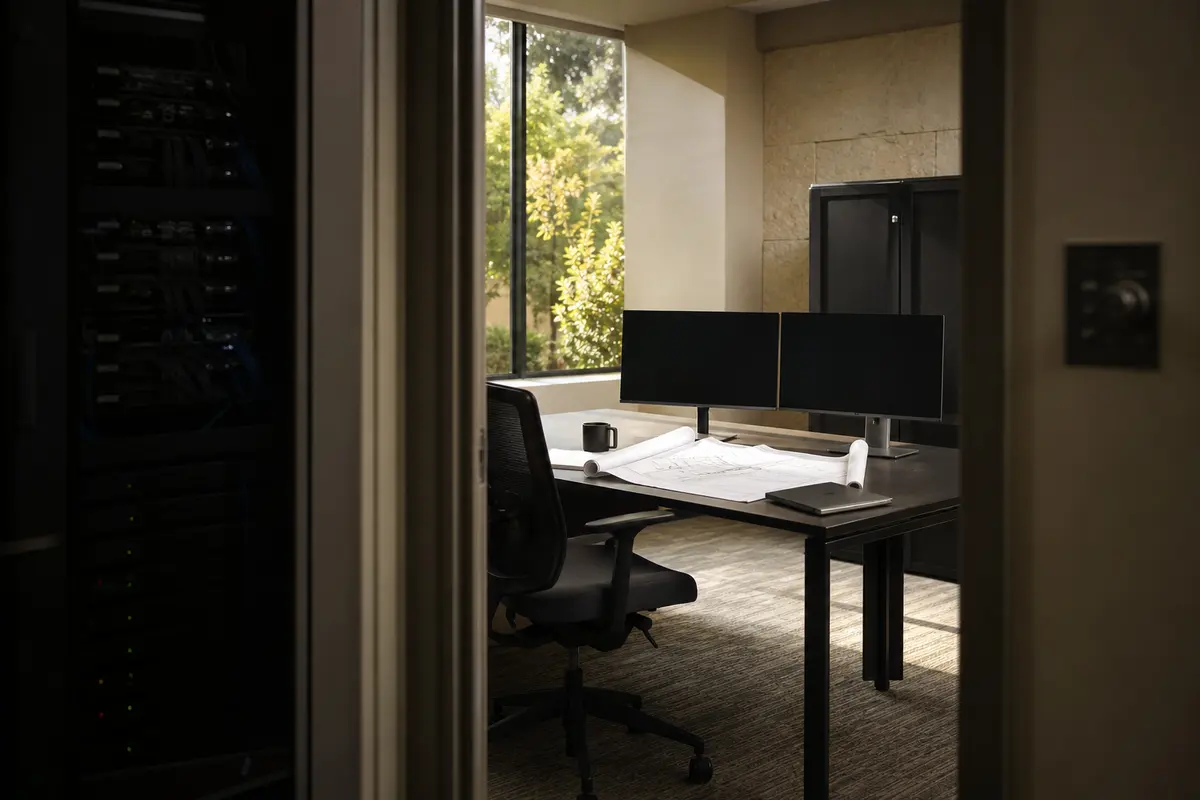 Editorial platform planning scene for Dedicated Hosting in Fort Belvoir, Virginia