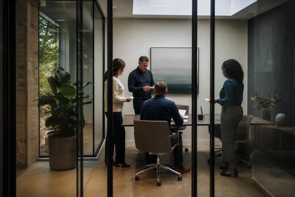 Editorial intake planning scene for AI Answering in Fort Lee, Virginia