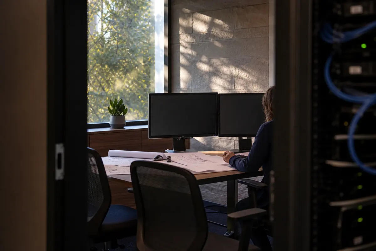 Editorial platform planning scene for Dedicated Hosting in Lorton, Virginia