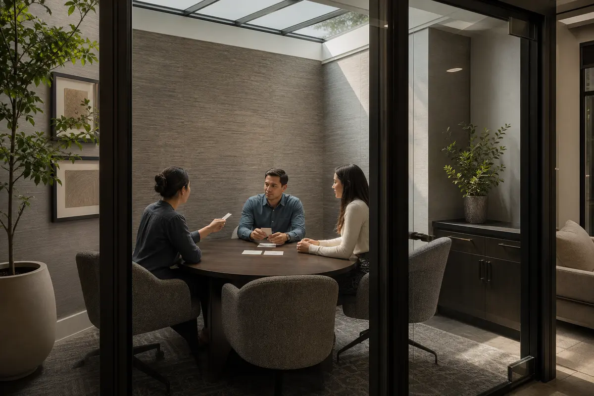 Editorial intake planning scene for Intake Coach in Lowes Island, Virginia